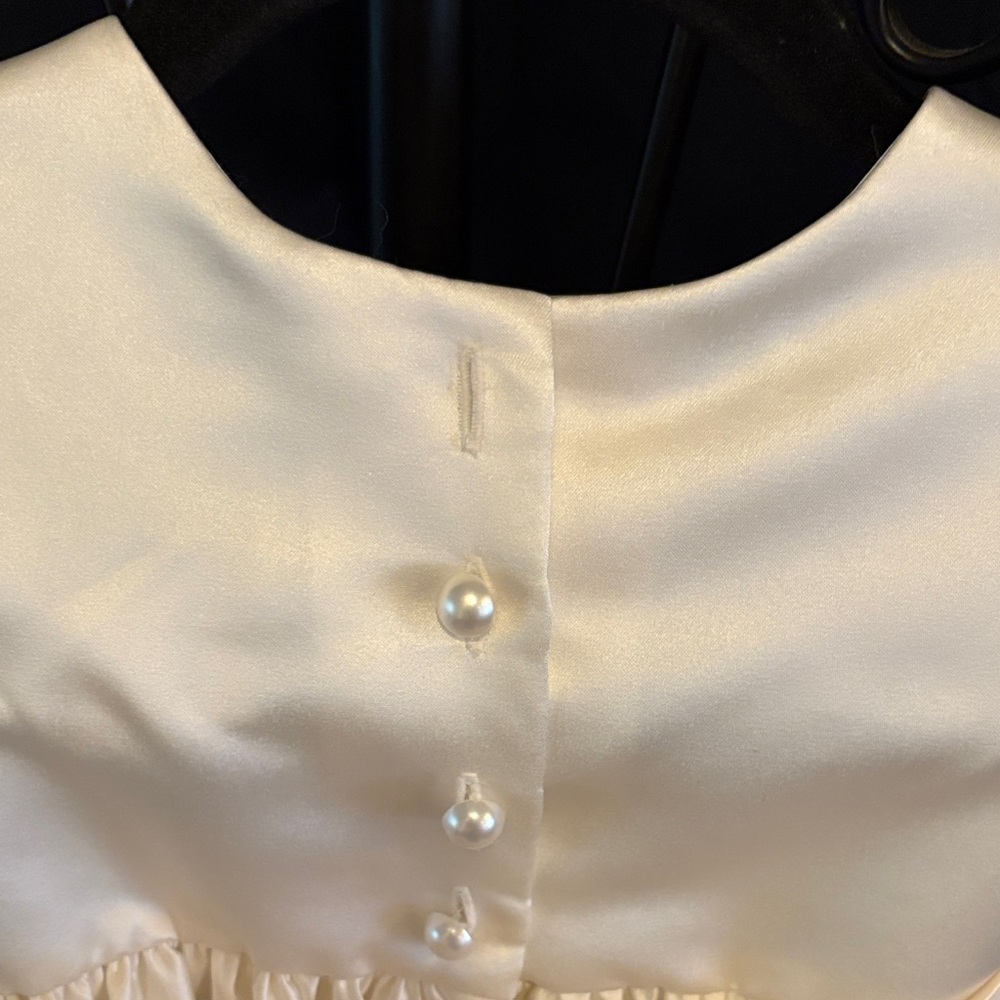 Us Angels Cream Formal Kids Dress with Pink Sash - Picture 3 of 4